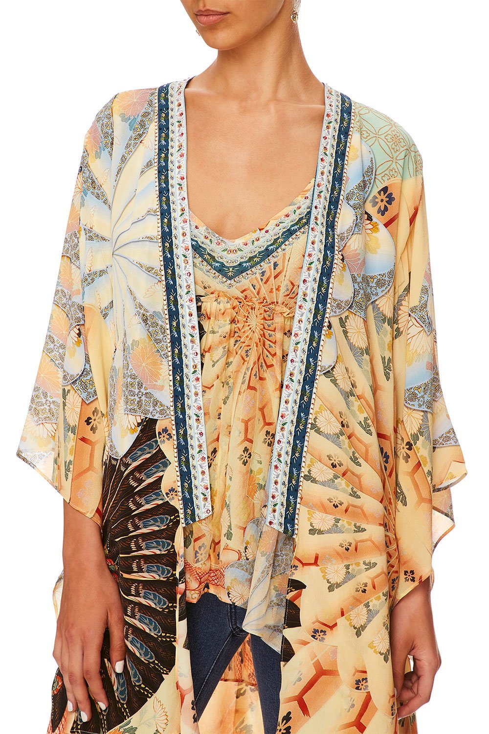 CAMILLA FOR THE FANS KIMONO W LONG UNDERLAY