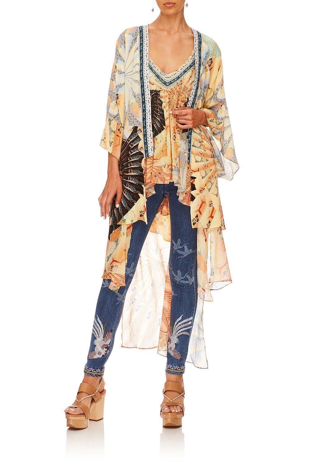 CAMILLA FOR THE FANS KIMONO W LONG UNDERLAY
