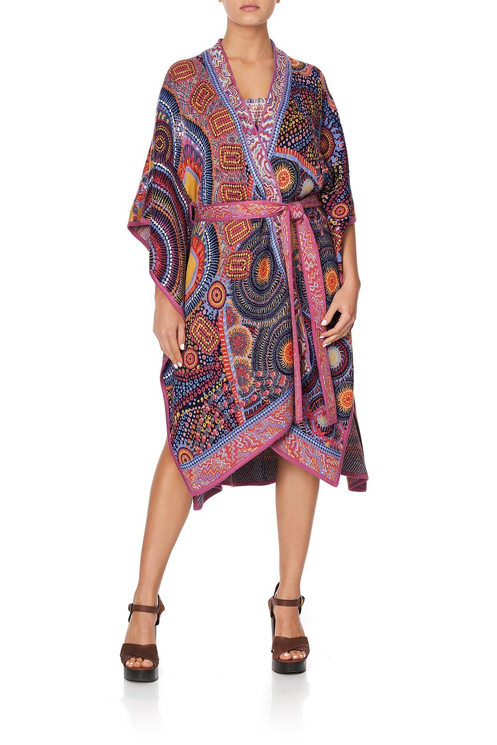 KNIT JACQUARD PONCHO WITH TIE WARLU DREAMING