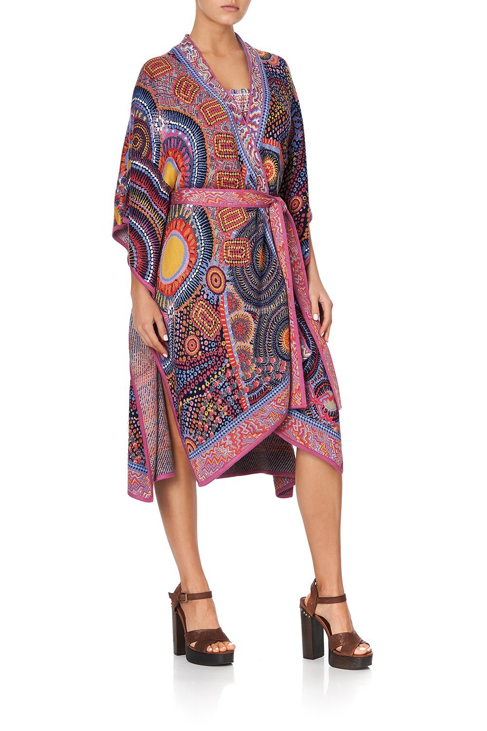 KNIT JACQUARD PONCHO WITH TIE WARLU DREAMING