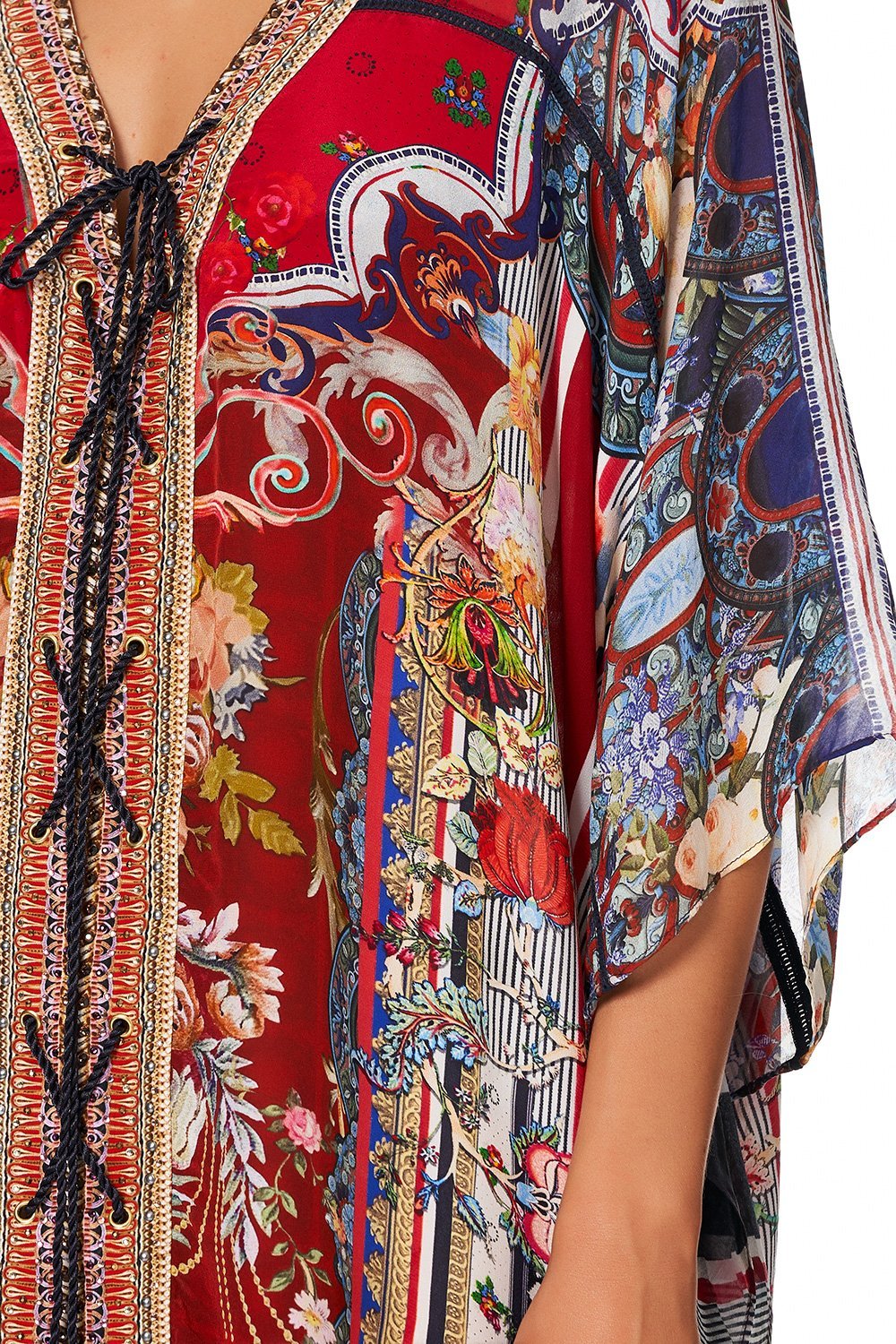 CAMILLA LACE UP KAFTAN WITH INSERT TRIM COSTUME PARTY