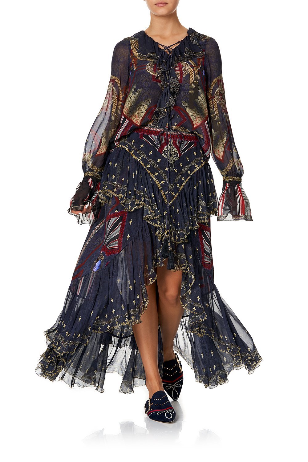 MAXI SKIRT WITH DOUBLE FRILL THIS CHARMING WOMAN