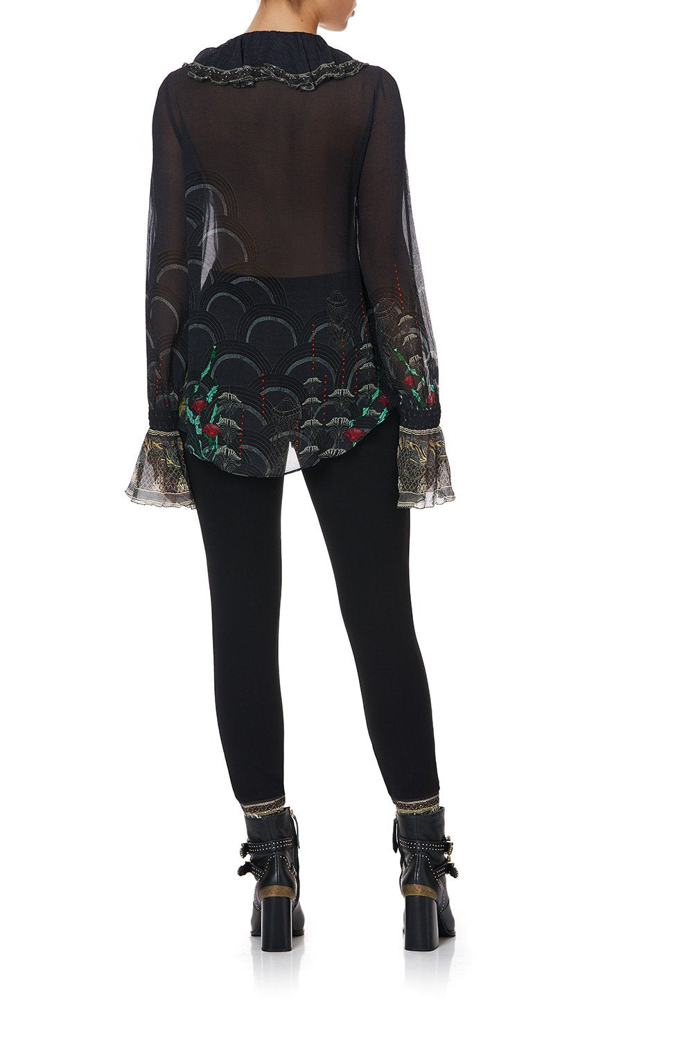 LACE UP RUFFLE BLOUSE WISE WINGS