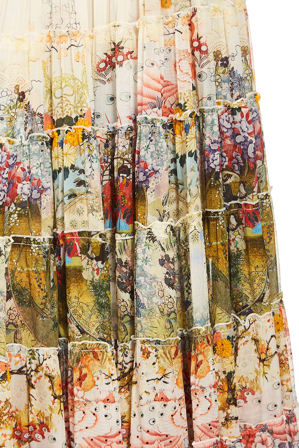 CAMILLA LADY LABYRINTH SHEER TIERED MAXI SKIRT