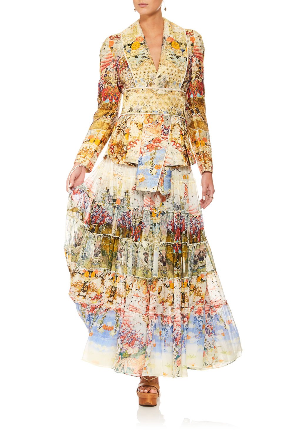 CAMILLA LADY LABYRINTH SHEER TIERED MAXI SKIRT