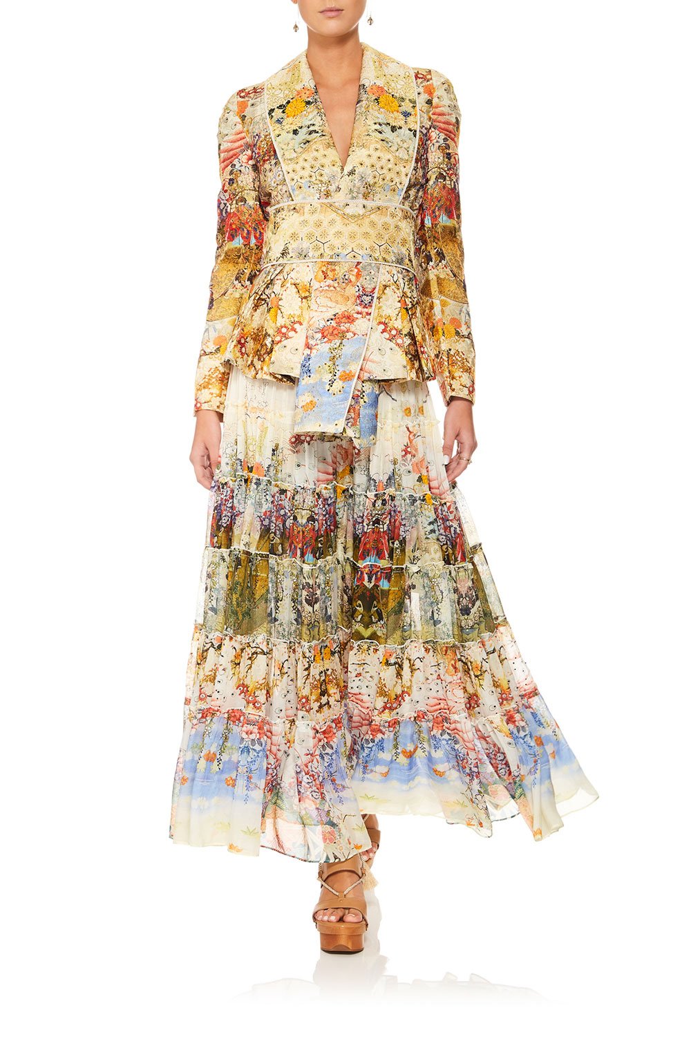 CAMILLA LADY LABYRINTH SHEER TIERED MAXI SKIRT