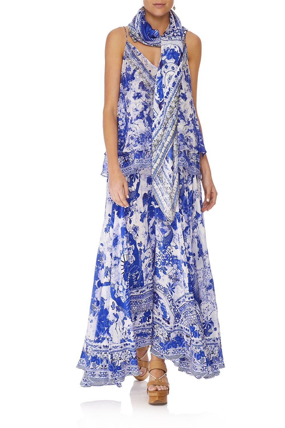 CAMILLA THE FAN SEA LARGE SQUARE SCARF