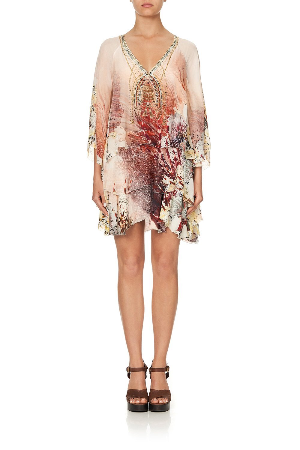 LAYERED FRILL SHORT DRESS COASTAL TREASURE