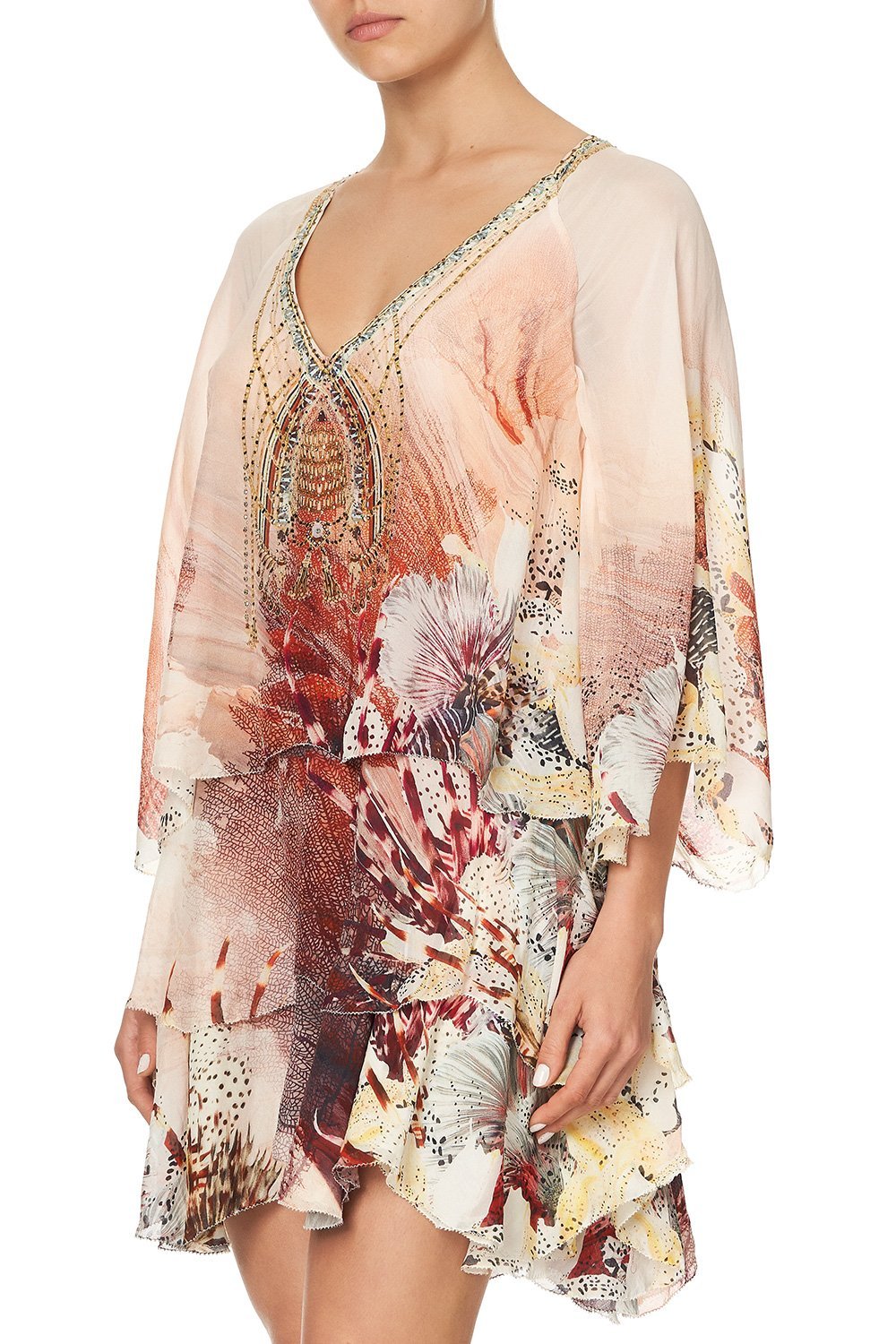 LAYERED FRILL SHORT DRESS COASTAL TREASURE