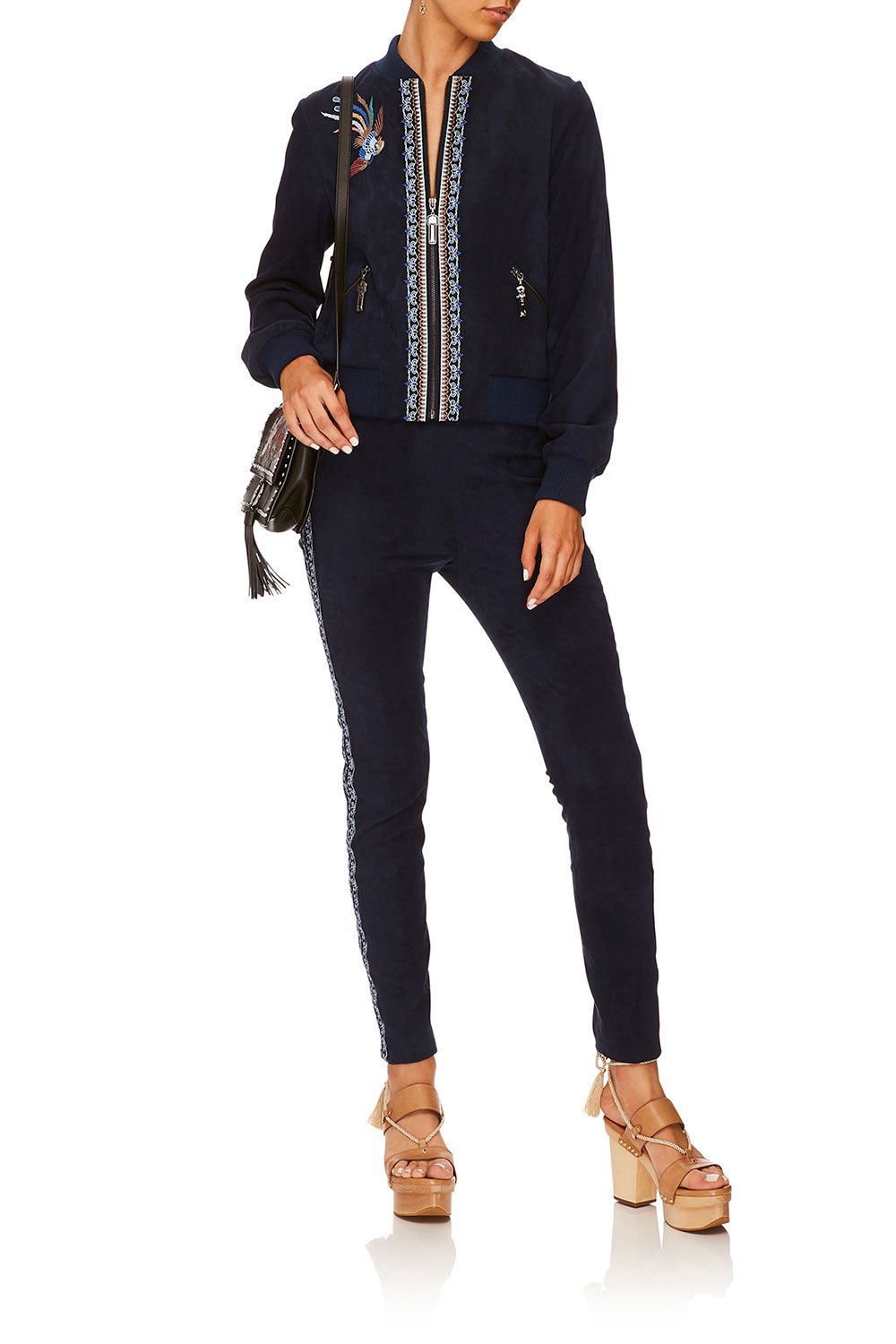 CAMILLA FOR THE FANS LEATHER BOMBER JACKET