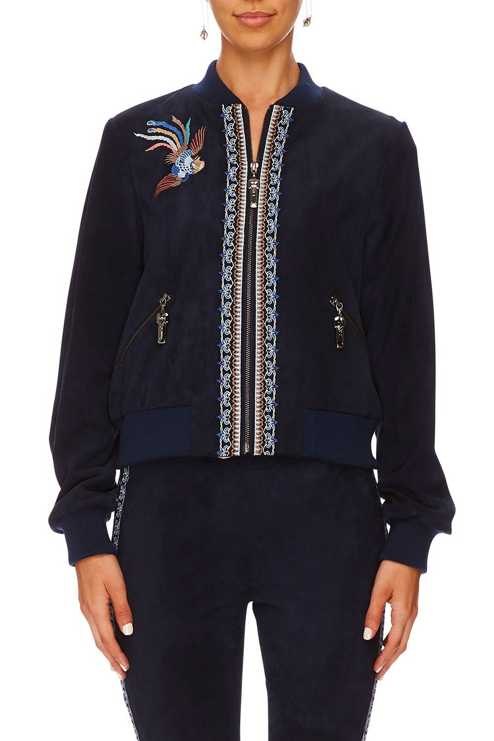 CAMILLA FOR THE FANS LEATHER BOMBER JACKET