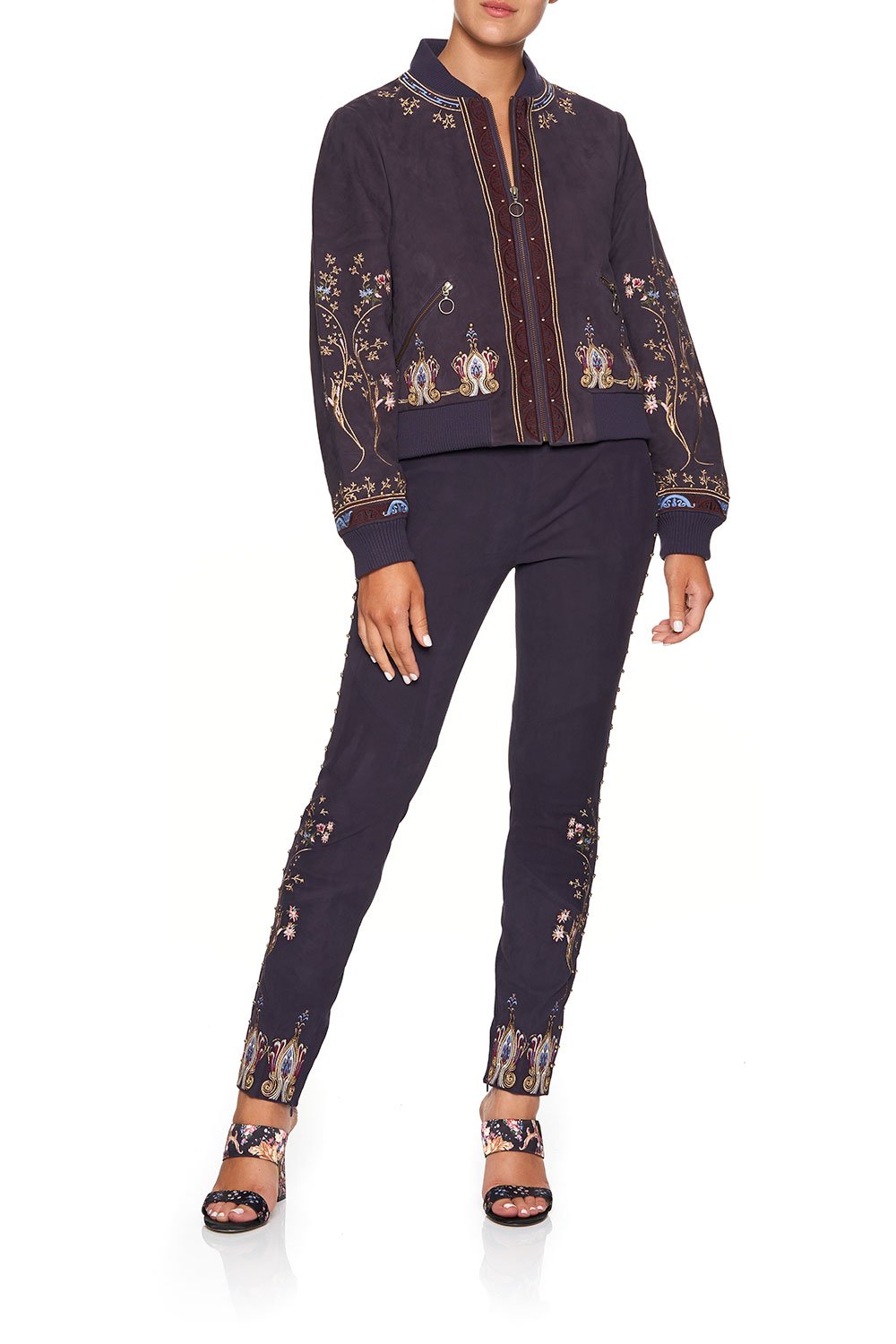 LEATHER BOMBER JACKET WILD FLOWER