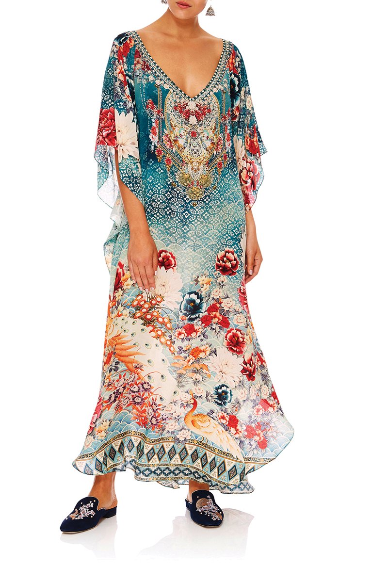CAMILLA HER HEIRLOOM LONG V NECK KAFTAN