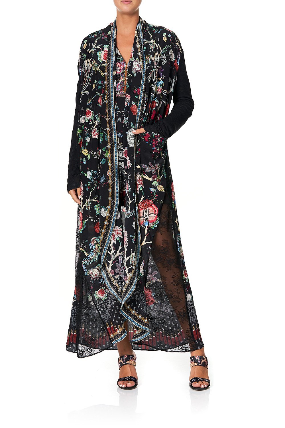 LONG CASUAL JACKET WITH LACE INSERTS HEUTE PROVINCIAL