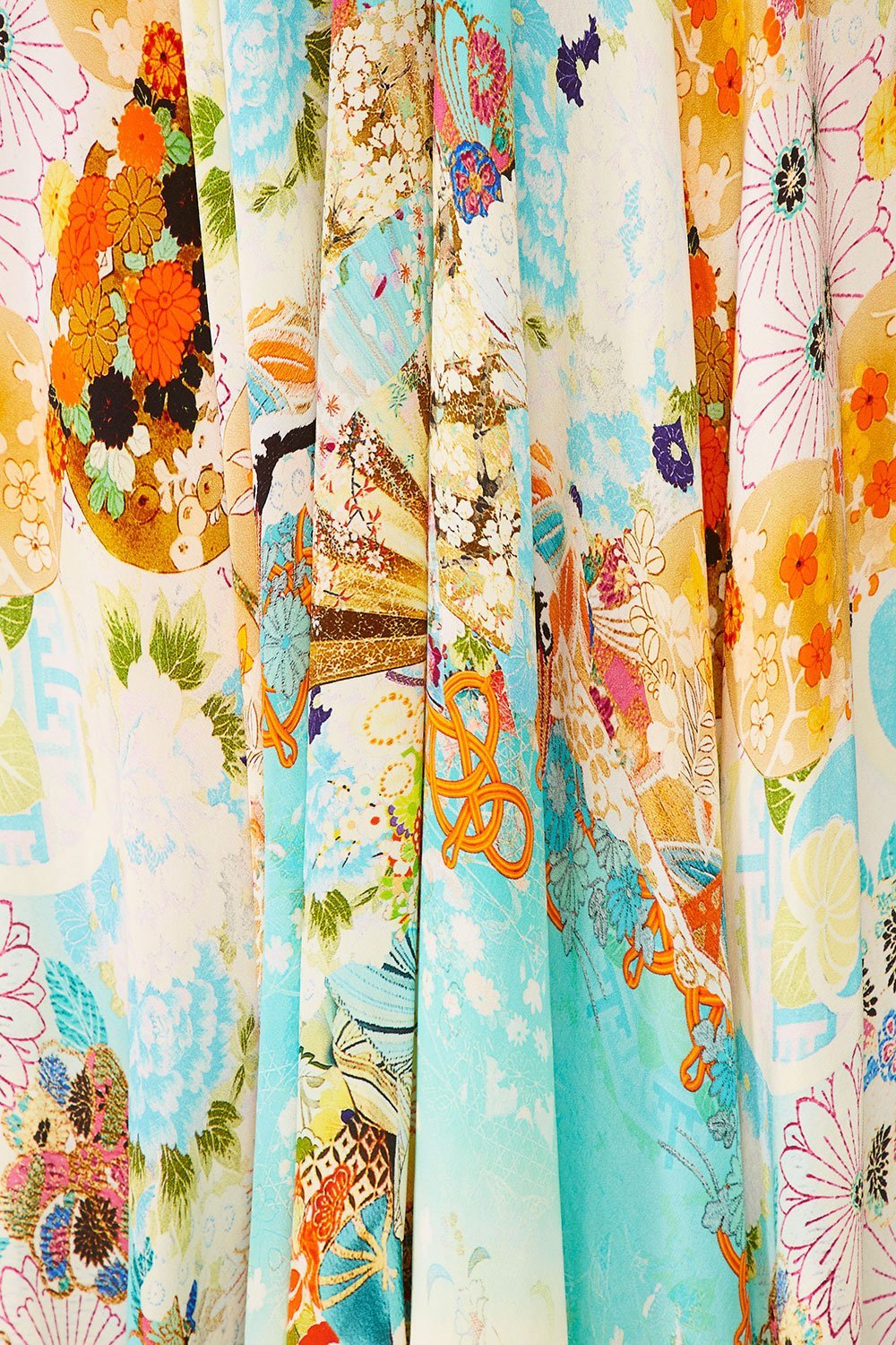 CAMILLA RETROS RAINBOW LONG DRESS W TIE FRONT