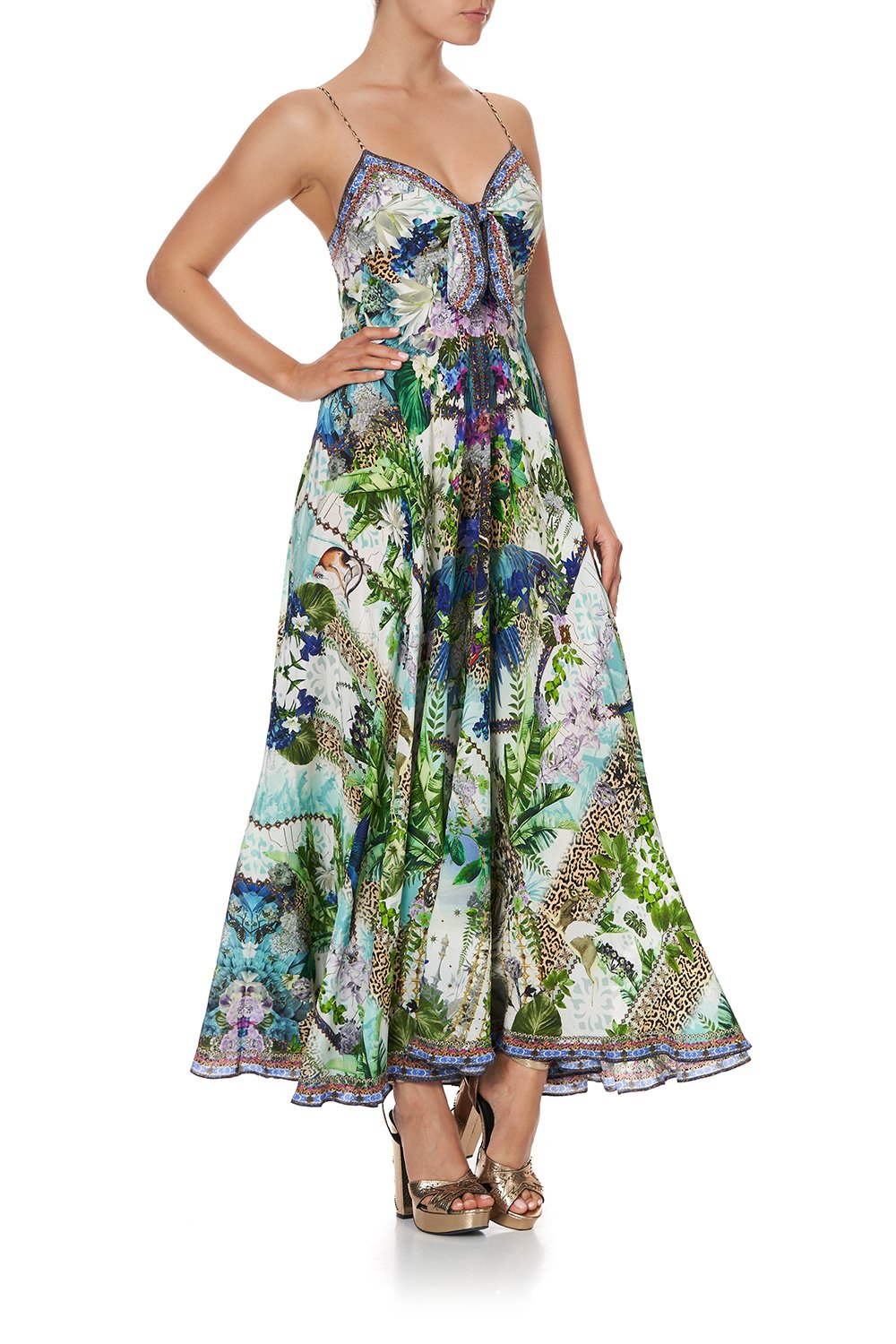LONG DRESS WITH TIE FRONT MOON GARDEN