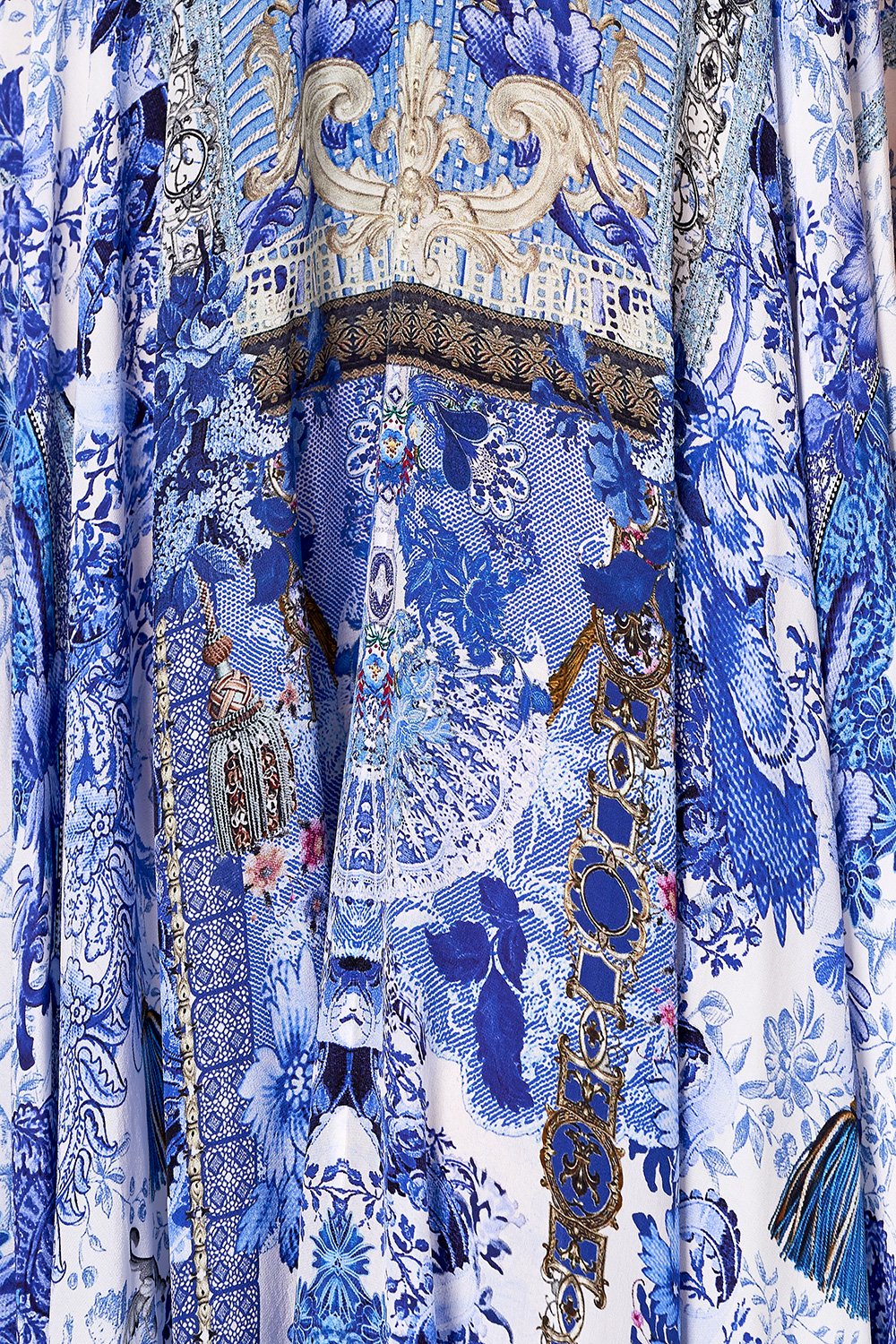 LONG DRESS WITH TIE FRONT PAINTED PROVINCIAL