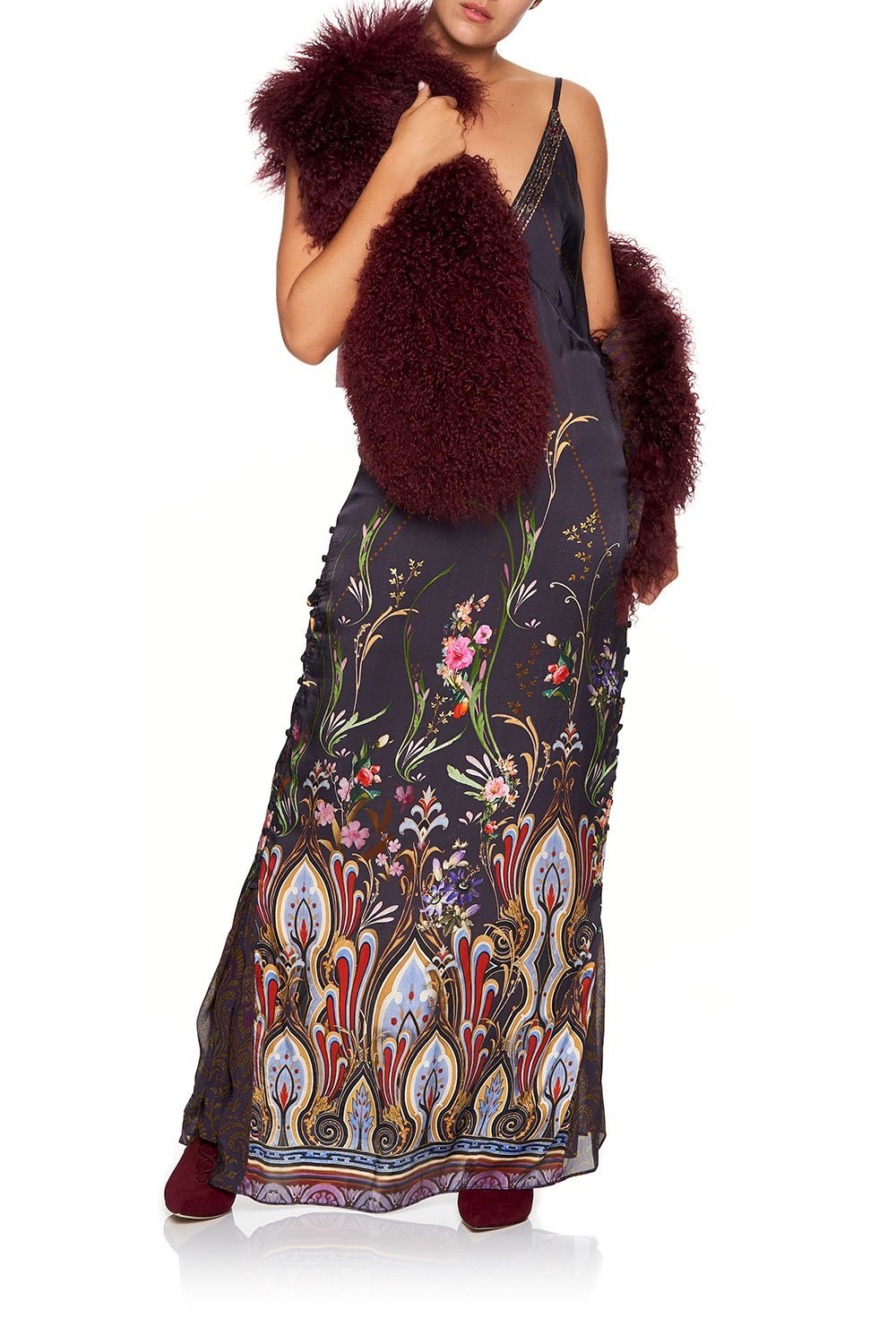 LONG GODET SLIP DRESS WILD FLOWER