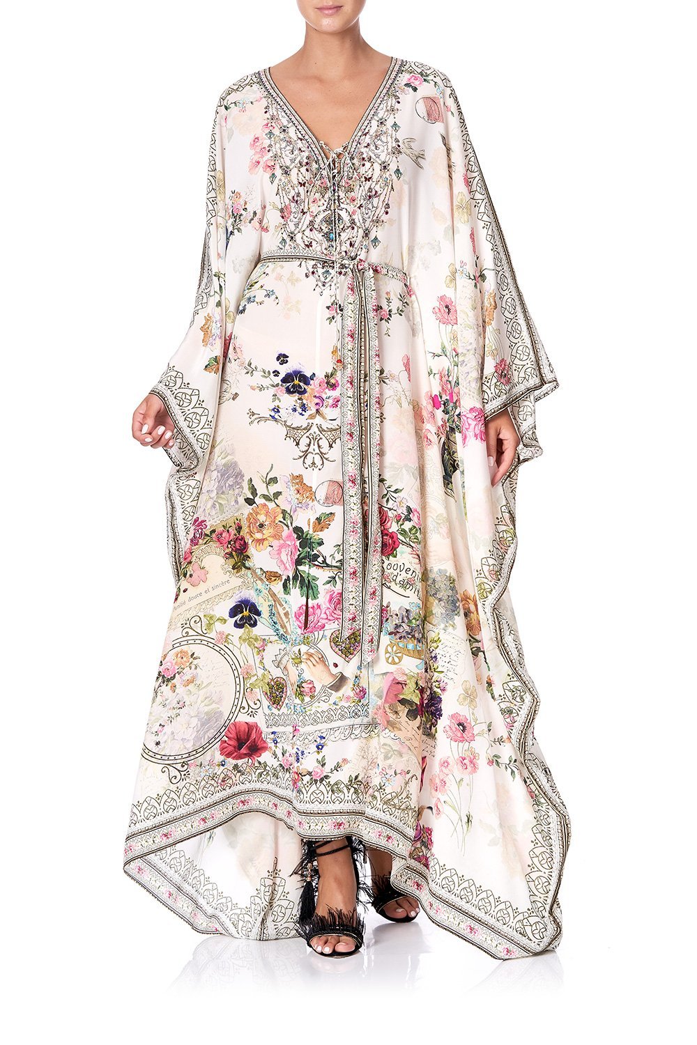 SPLIT HEM LACE UP KAFTAN JARDIN POSTCARDS