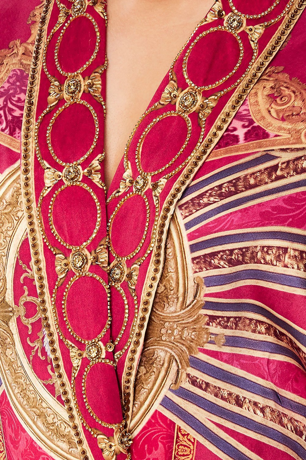 CAMILLA LONG ROBE WITH NARROW COLLAR LOUNGE HOUR