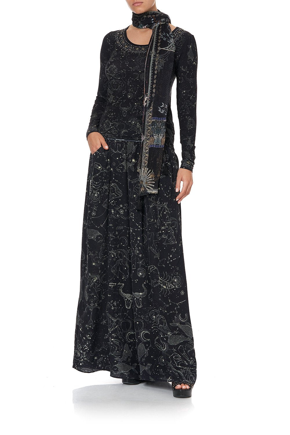 LONG SCARF MIDNIGHT MOON HOUSE