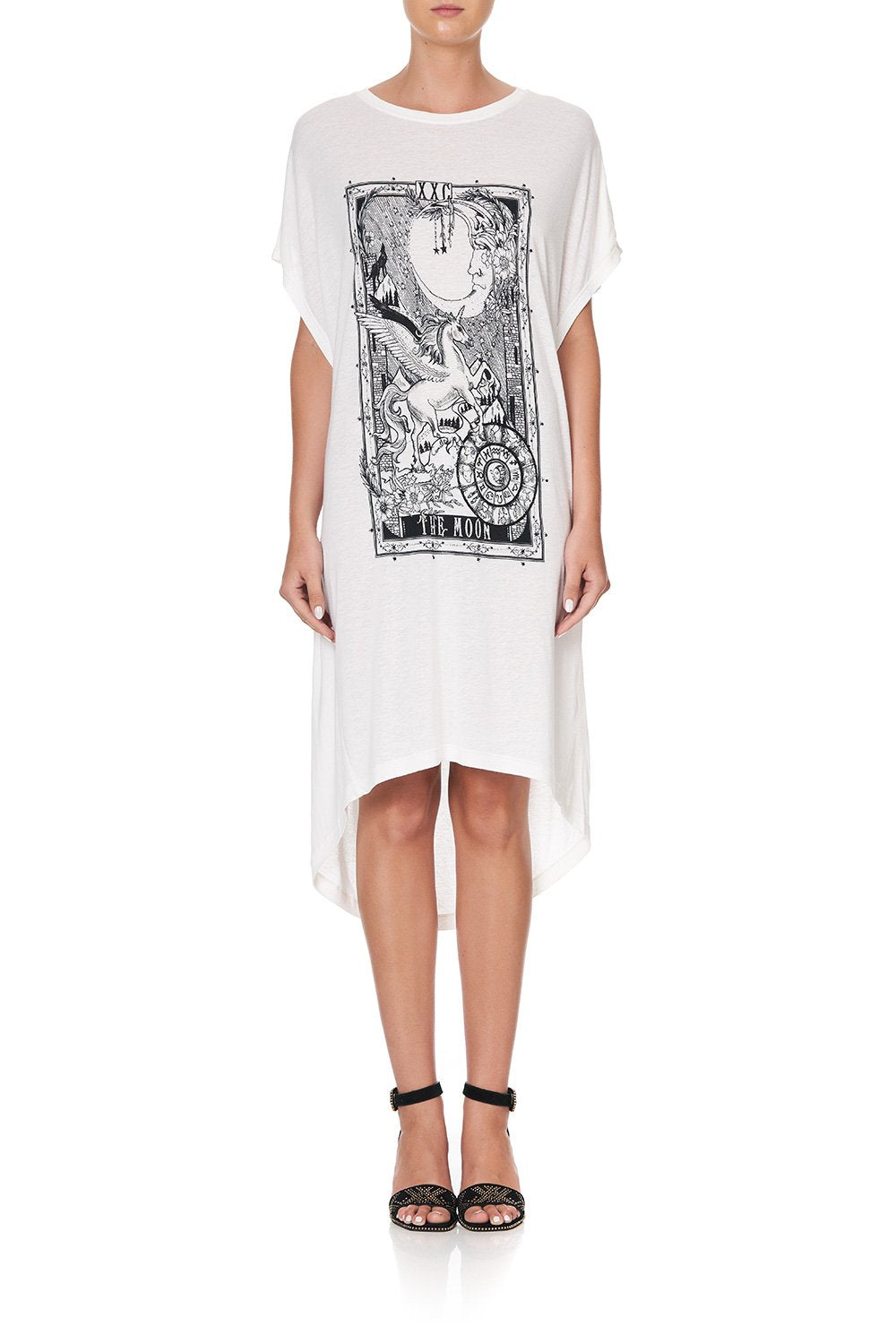 LONG SCOOP BACK HEM T-SHIRT SILVER LININGS