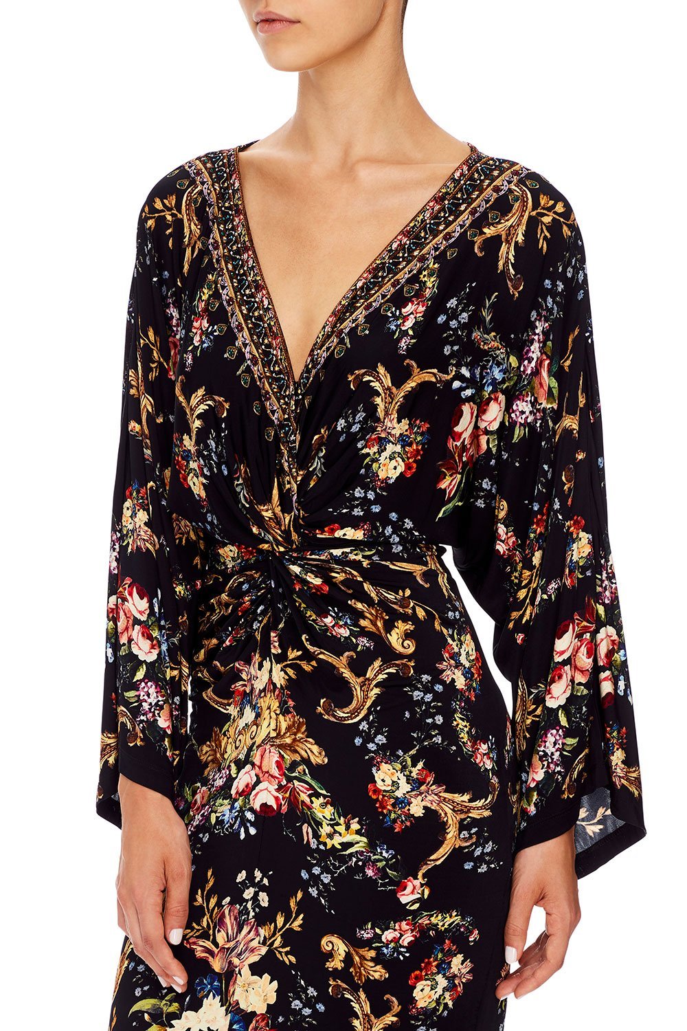 CAMILLA LONG SPLIT FRONT TWIST DRESS FRIEND IN FLORA