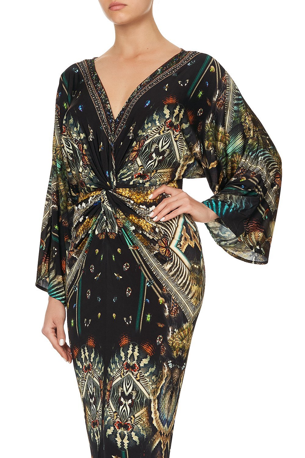 LONG SPLIT FRONT TWIST DRESS MATERNAL INSTINCT