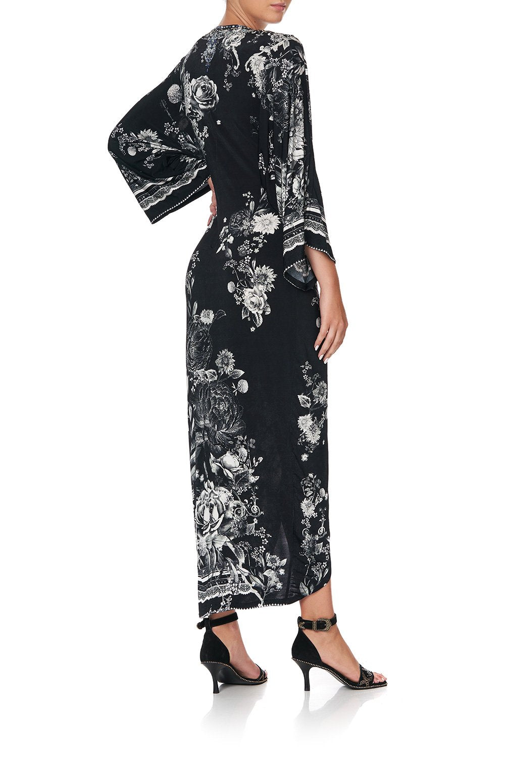 LONG SPLIT FRONT TWIST DRESS MOONSHINE BLOOM