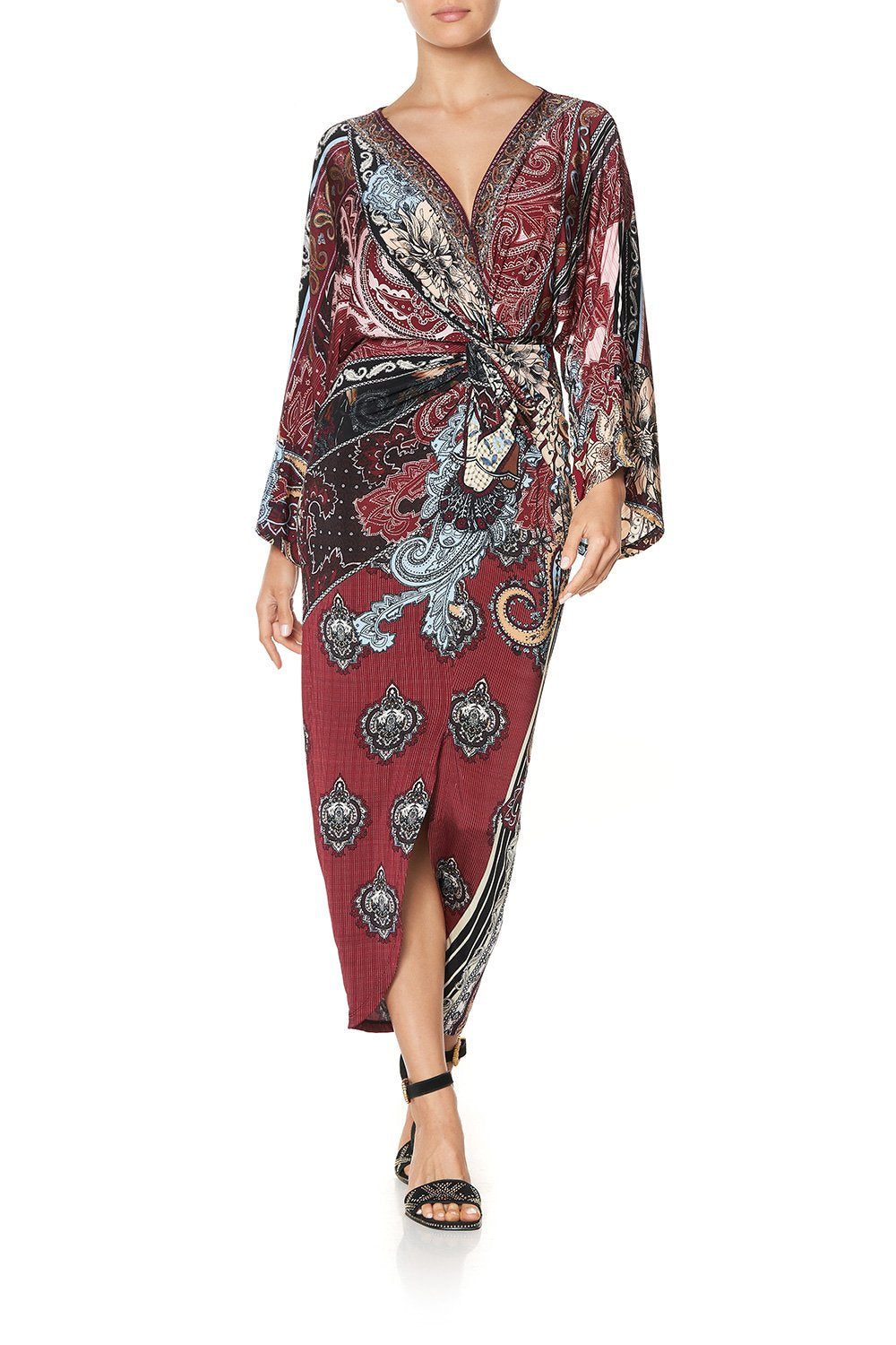 LONG SPLIT FRONT TWIST DRESS TALE OF THE FIRE BIRD