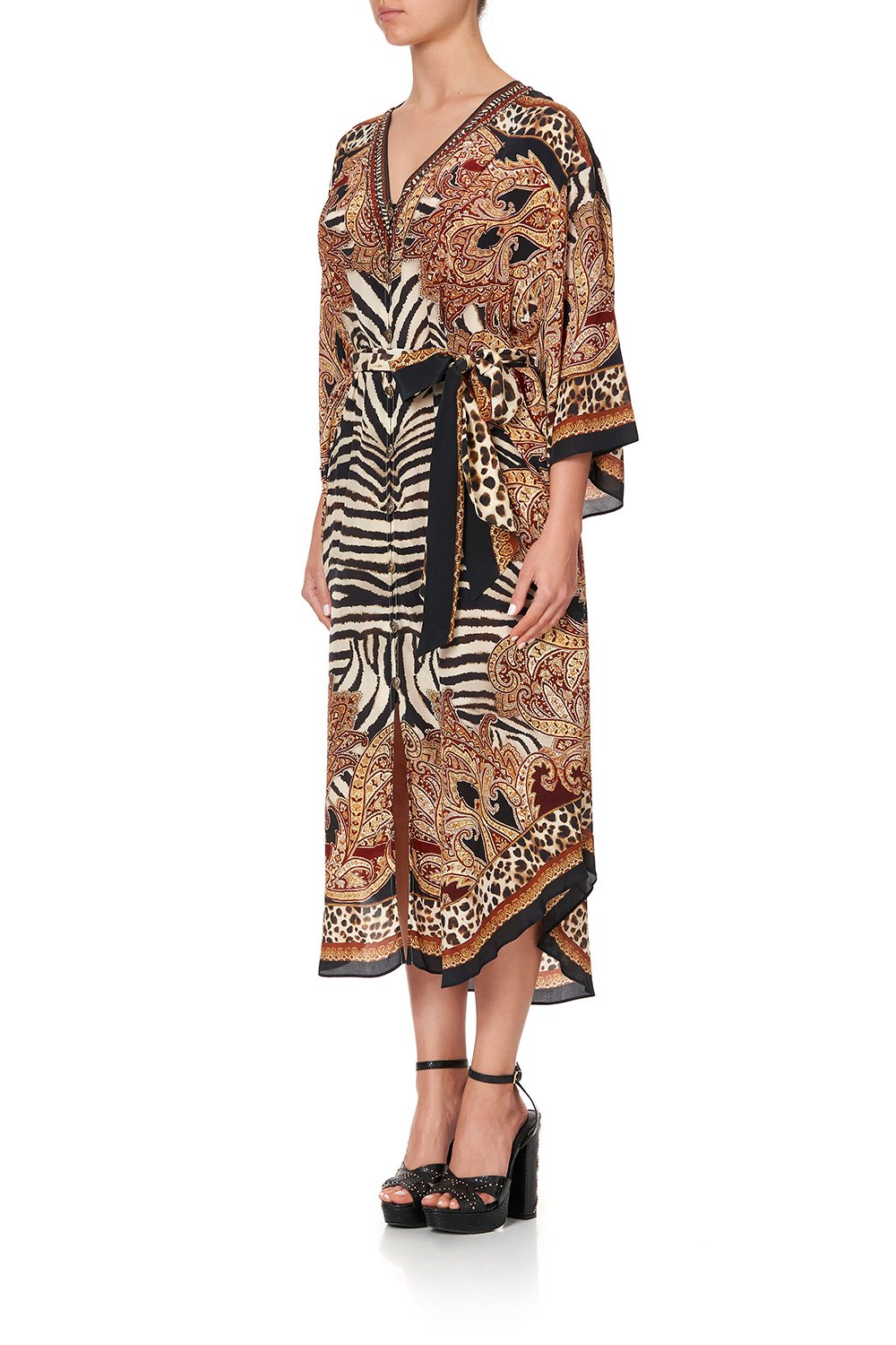 LOOSE BUTTON THROUGH DRESS WILD FIRE