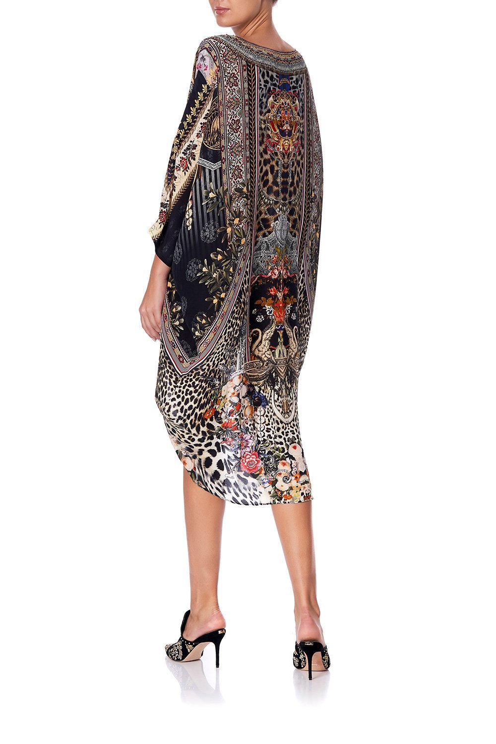 SCOOP BACK HEM DRESS MARAIS AT MIDNIGHT