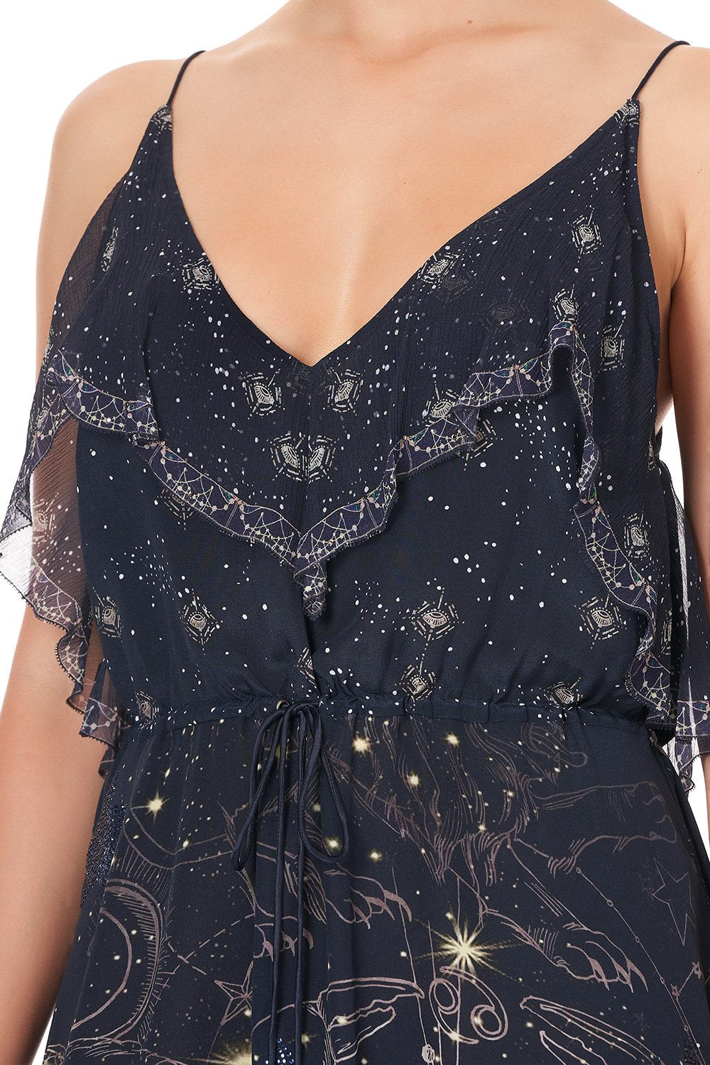 MIDI DRESS WITH NECKLINE FRILL ITS A SIGN