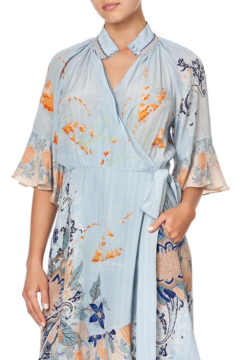 MIDI WRAP DRESS WITH RAGLAN SLEEVE FRASER FANTASIA