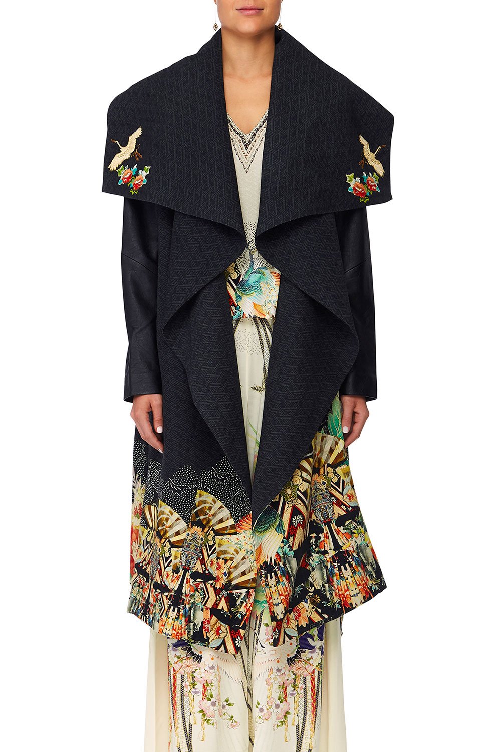 CAMILLA MIDNIGHT MOONCHILD WATERFALL COLLAR COAT