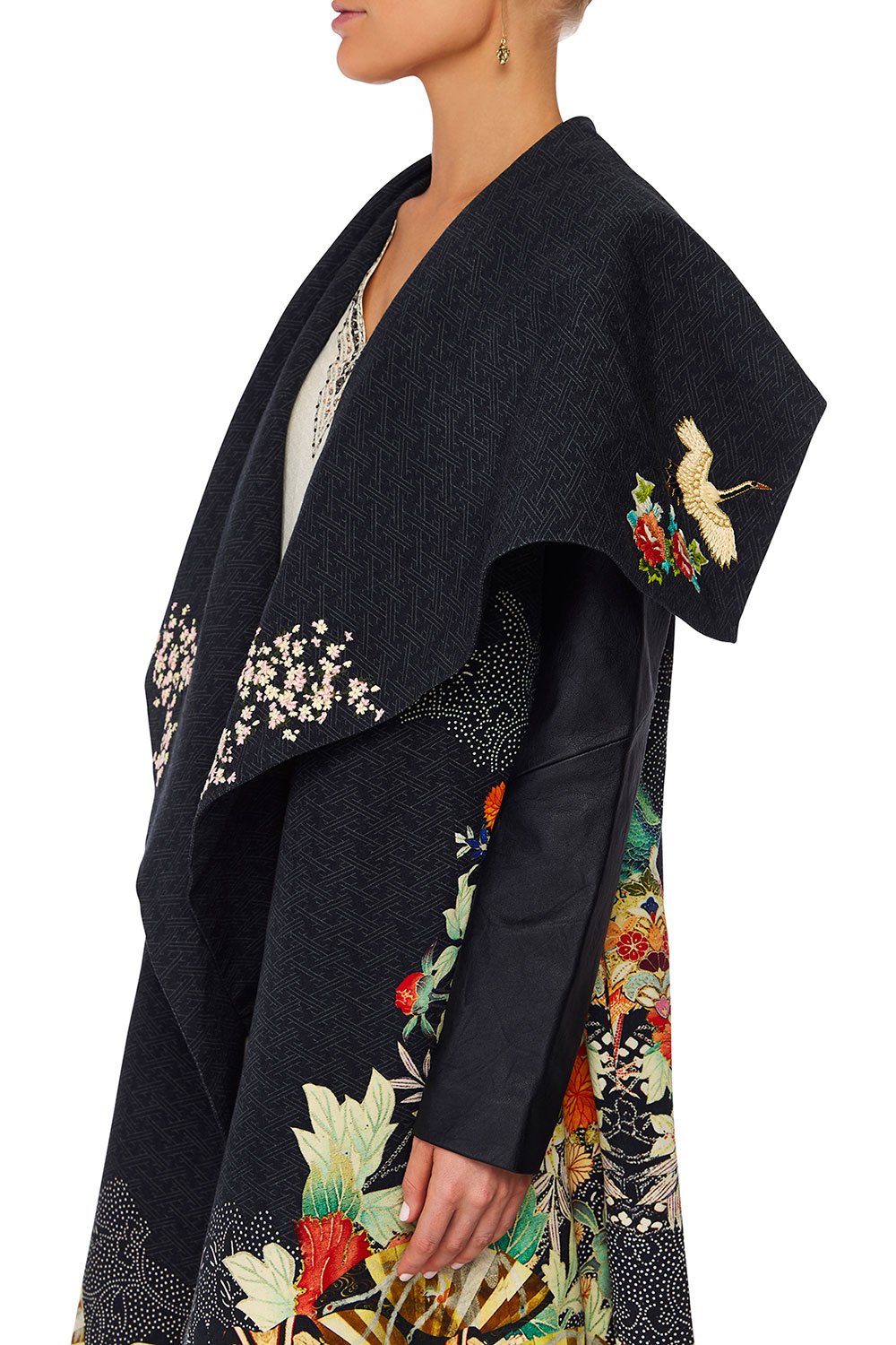 CAMILLA MIDNIGHT MOONCHILD WATERFALL COLLAR COAT