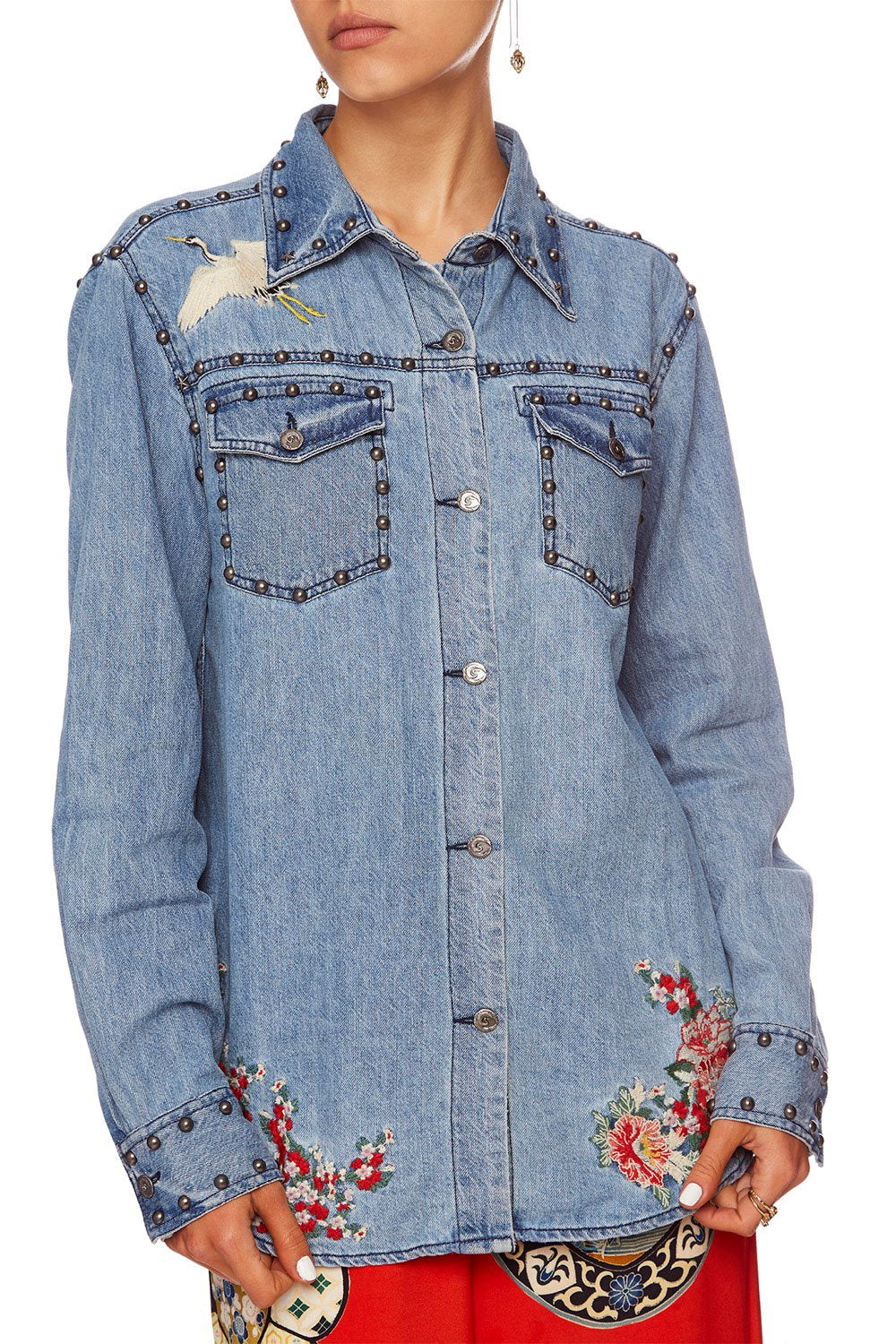 MS MAIKO STUDDED DENIM SHIRT