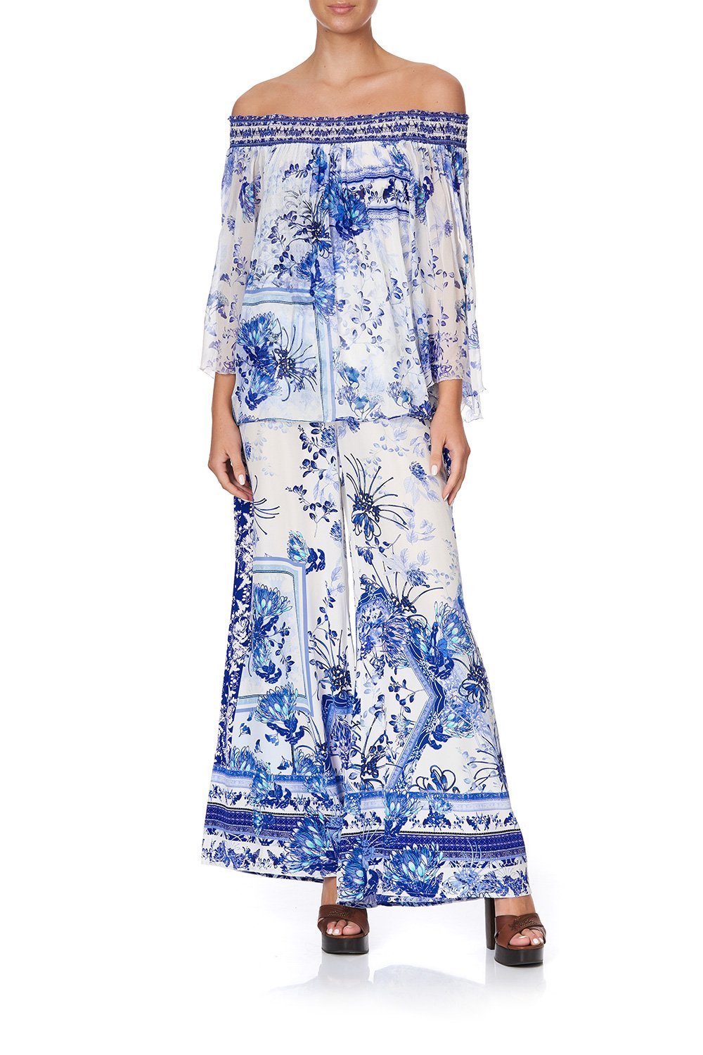 OFF SHOULDER SHIRRED BLOUSE CARDS FROM THE COAST