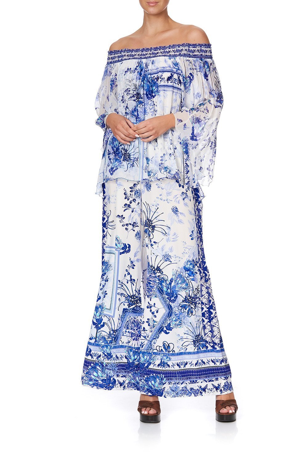 OFF SHOULDER SHIRRED BLOUSE CARDS FROM THE COAST