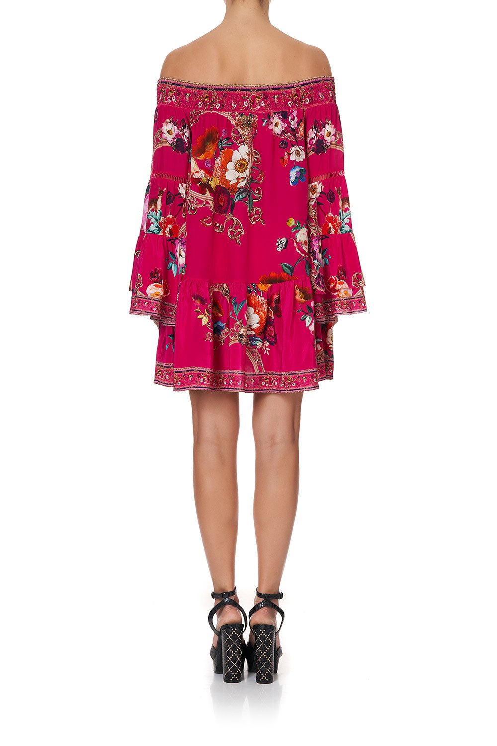 OFF SHOULDER DRESS WITH SMOCKING APPLE EYED