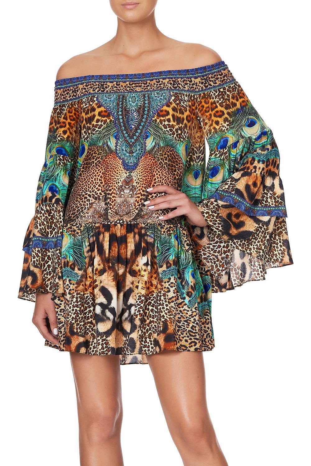 OFF SHOULDER DRESS WITH SMOCKING MOTHER XANADU