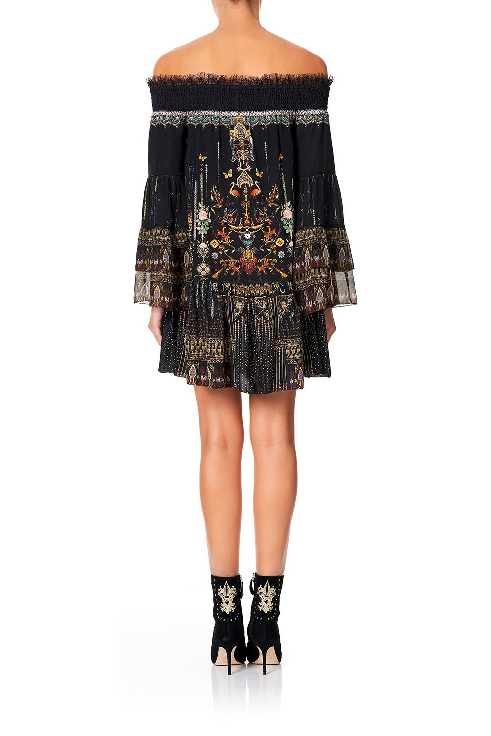 CAMILLA OFF SHOULDER DRESS WITH SMOCKING REBELLE REBELLE