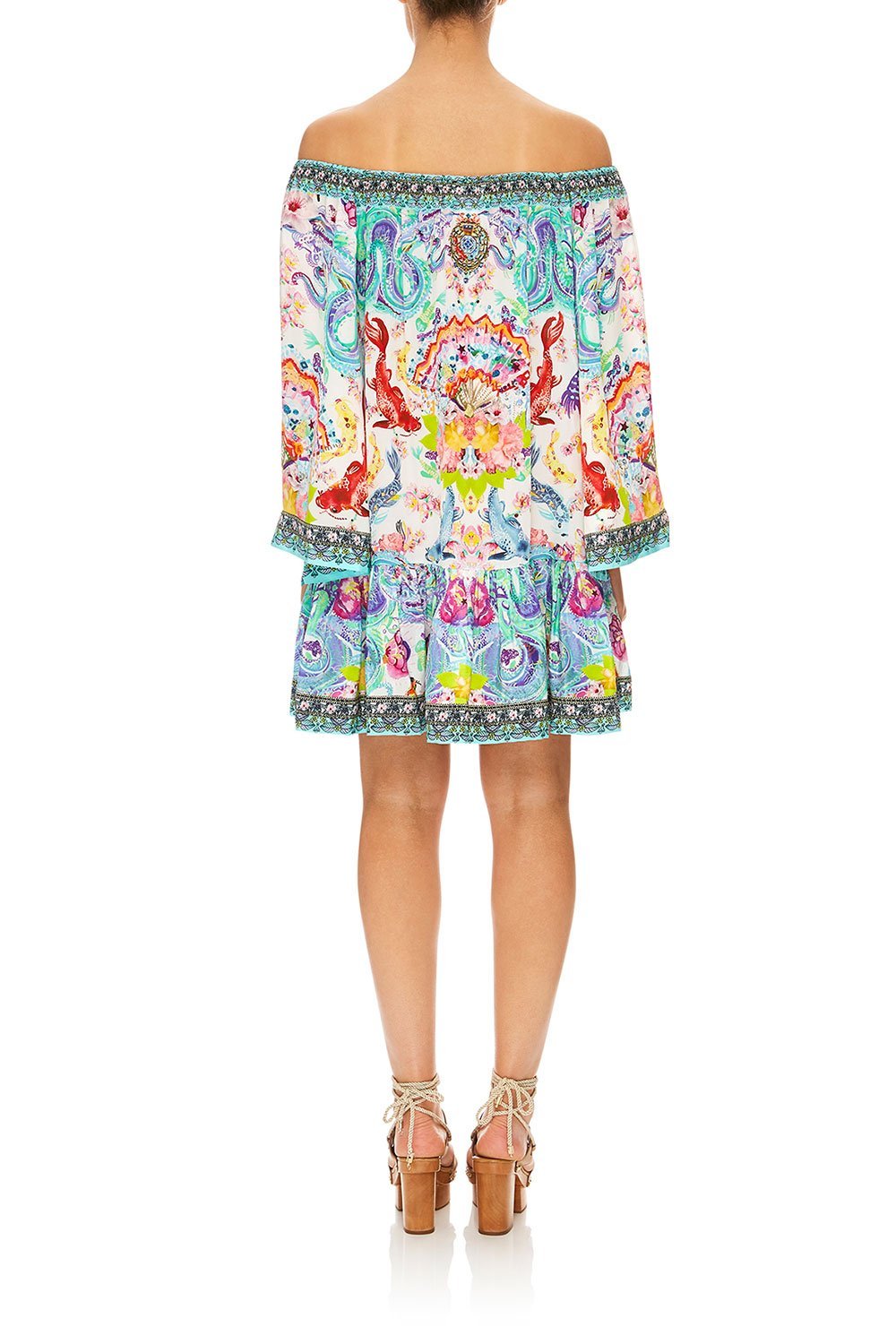 CAMILLA DRAGON DIVINITY OFF SHOULDER FRILL HEM DRESS