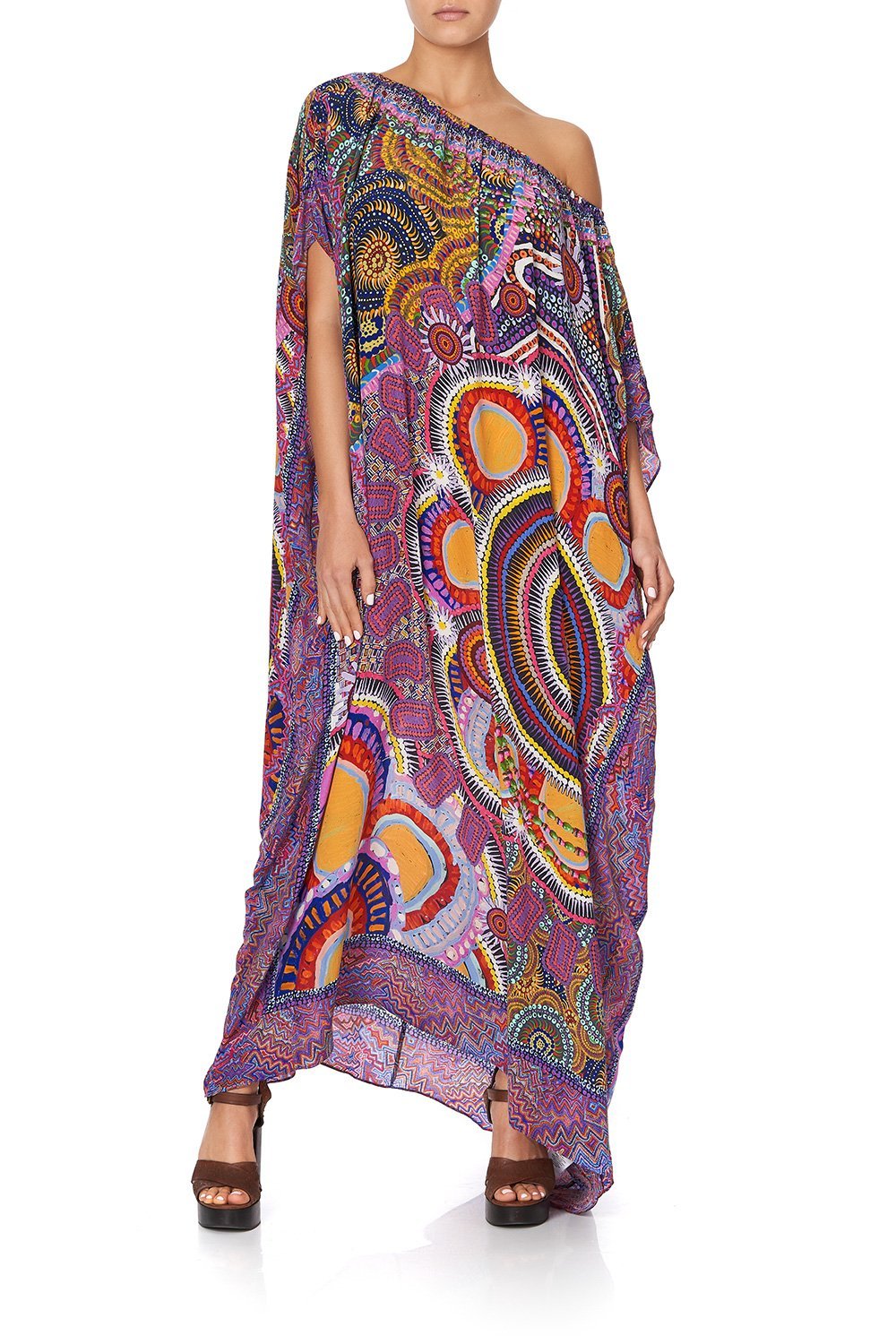 OFF SHOULDER KAFTAN WITH SPLIT WARLU DREAMING