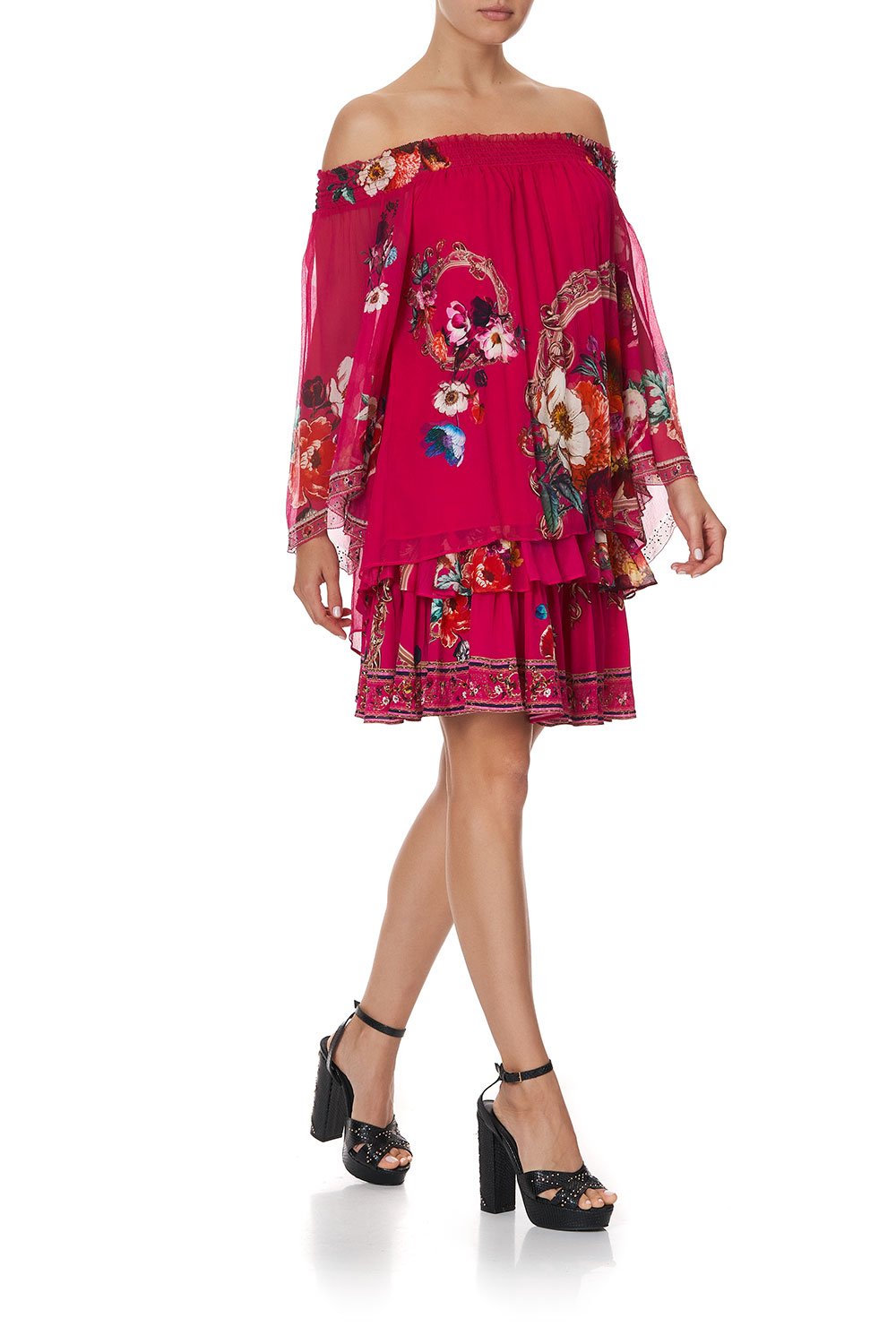 OFF SHOULDER SHIRRED BLOUSE APPLE EYED