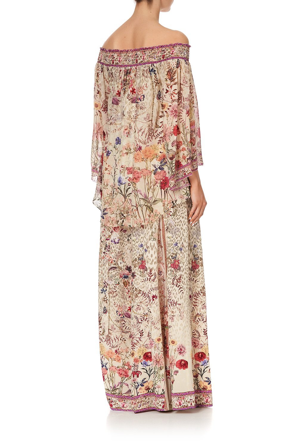 OFF SHOULDER SHIRRED BLOUSE DRIFTING DREAMER