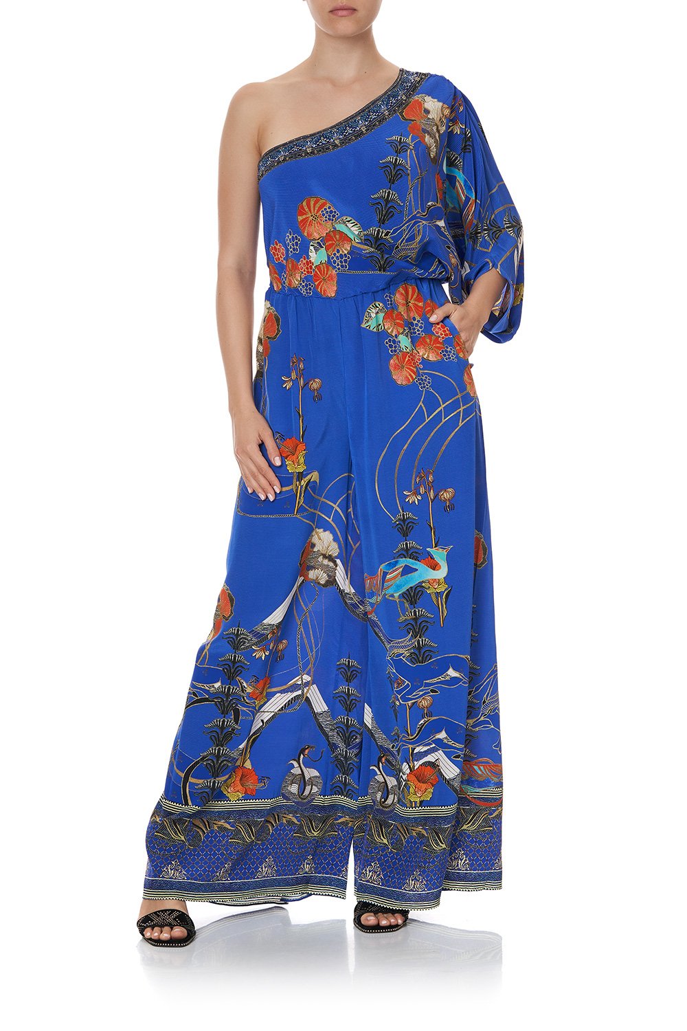 ONE SHOULDER FLARED JUMPSUIT TREE OF LIFE