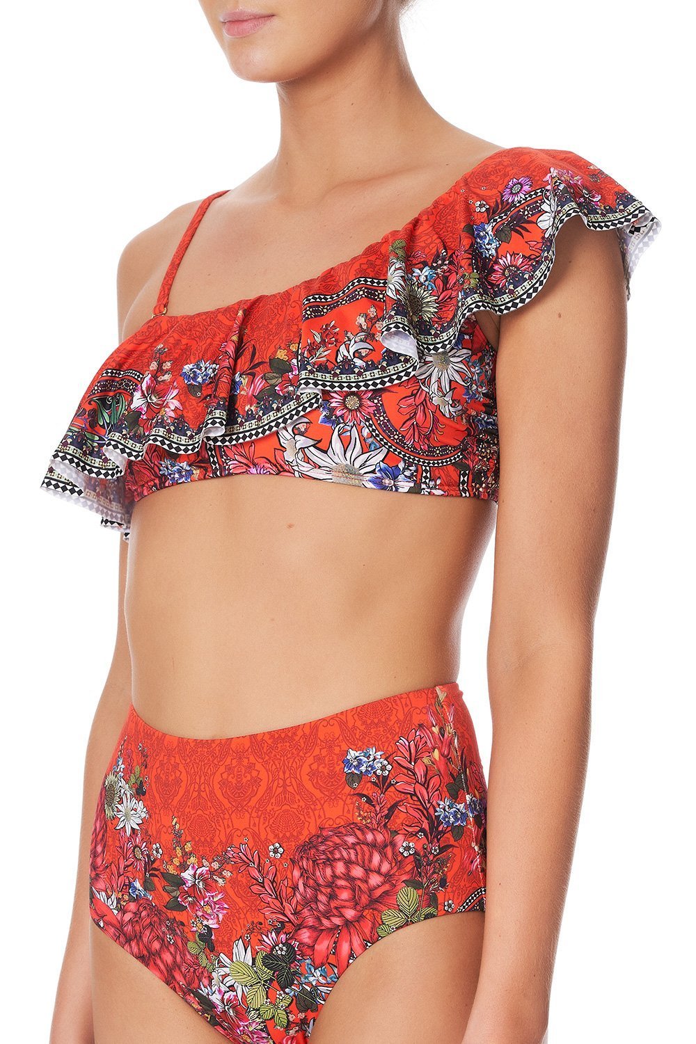 ONE SHOULDER FRILL BRA WONDERING WARATAH