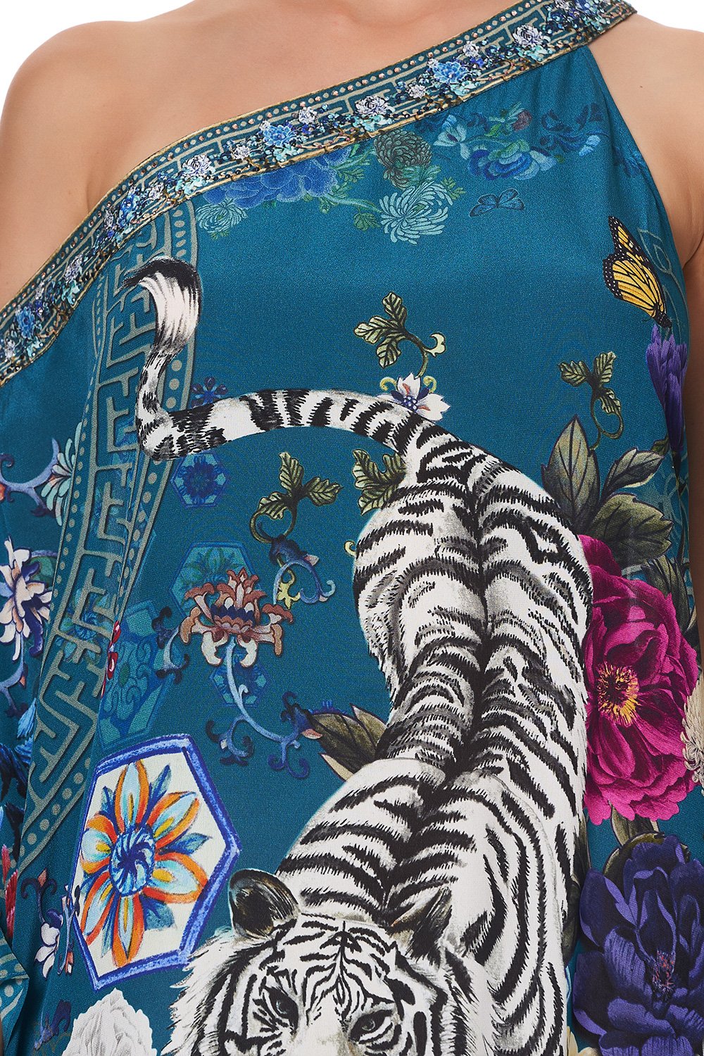 ONE SHOULDER KAFTAN WITH NECKBAND LUNAR GAZING