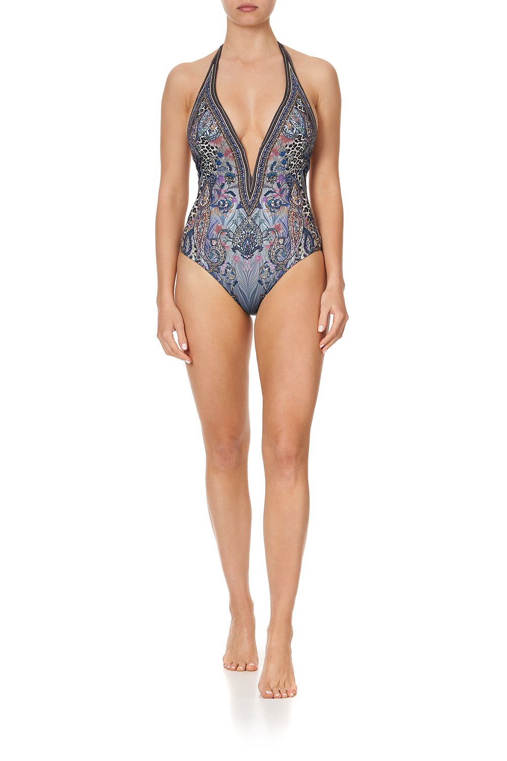 PLUNGE V HALTER ONE PIECE FESTIVAL EXPRESS
